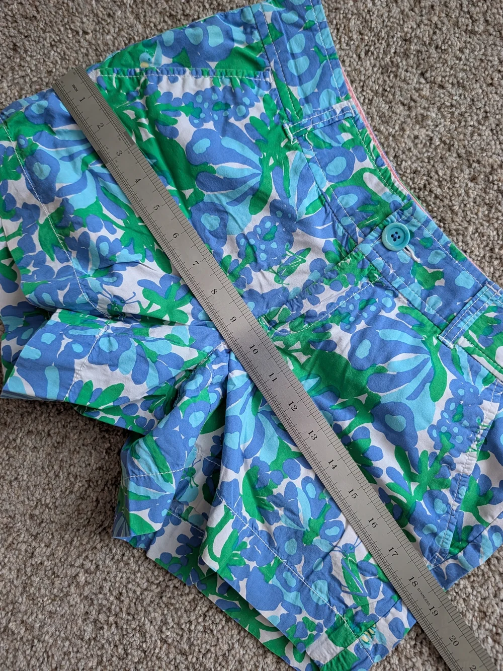 Lilly Pulitzer Womens Blue Green Callahan Cotton Floral Low Rise Shorts Size 4